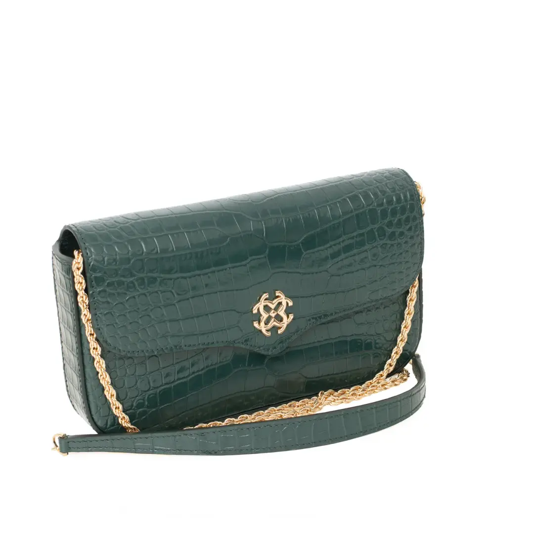 Small Croco Leather Clutch Bag